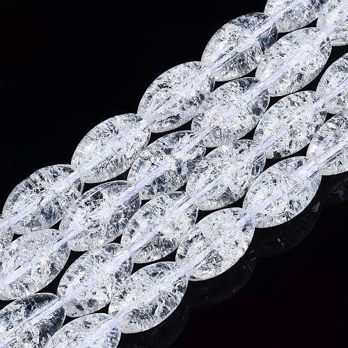 Transparent Crackle Glass Beads Strands GLAA-S192-B-010A-1