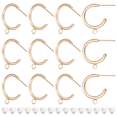 12Pcs Brass Ring Stud Earring Findings KK-BC0011-04-1