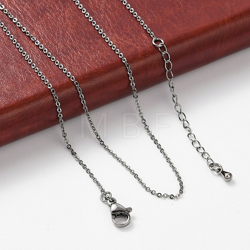 Brass Rolo Chains Necklaces for Women NJEW-D302-43B-1