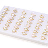Brass & Natural Pearls Adjustable Open Cuff Rings for Women PEAR-N020-07J-5