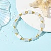 Faceted Column Natural Aquamarine & Synthetic Non-magnetic Hematite Beaded Stretch Bracelets BJEW-JB14179-1