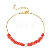 Natural Dyed Freshwater Shell Nuggets Beaded 304 Stainless Steel Cable Chain Anklets for Women AJEW-AN00827-5