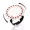 Adjustable Flower Alloy & Iron Rhinestone Bezel Cup Ring Base with Rotatable Tray MAK-T012-09S-4