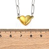 304 Stainless Steel Double-Sided Magnetic Heart Pendant Paperclip Chain Necklaces NJEW-U028-02G-5