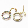 Brass Micro Pave Cubic Zirconia Dangle Stud Earrings EJEW-S208-132A-NF-3