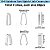 160Pcs 2 Styles 304 Stainless Steel Quick Link Connectors STAS-SC0005-52-2