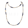 Round Natural Lapis Lazuli & Synthetic Howlite Beaded Wrap Long Necklaces NJEW-JN05907-02-9