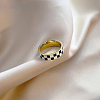 Black & White Checkerboard Titanium Steel Enamel Finger Rings FS-WG83B81-02-2