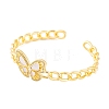 Brass Micro Pave Clear Cubic Zirconia Open Cuff Bangles for Women BJEW-S147-31G-B-2