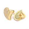 Heart Brass Pave Clear Cubic Zirconia Stud Earrings EJEW-M258-040G-2