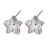 Brass Micro Pave Clear Cubic Zirconia Stud Earrings EJEW-C174-02C-P-4
