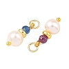 9Pcs 9 Styless Faceted Natural Mixed Stone and Pearl Beaded Pendants PALLOY-JF06015-2