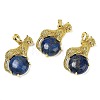 Dyed Natural Lapis Lazuli Ball with Leopard Shape Brass Pendants KK-F887-04G-23-1