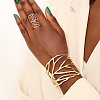 Hollow Out Leaf Alloy Cuff Bangles & Cuff Rings Sets FS-WG00ED8-01-2