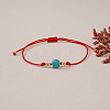 Synthetic Turquoise Round Bead Braided Bracelets EC3666-2