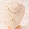 Summer Beach Alloy Shell Shape Pendant Double Layer Choker Necklaces for Women NJEW-Z116-02G-1