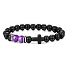 Bohemian Tiger Eye Stone Bracelet Cross Natural Stone Beads Vintage Matte Bead Bracelet ZU3790-14-1