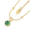 Flat Round 304 Stainless Steel with Natural Green Aventurine Pendant Necklaces for Women NJEW-G136-01G-1