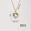 Vintage Brass Micro Pave Cubic Zirconia Heart Pendant Necklace for Women MF6183-5-1
