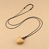 Wood Heart Pendant Adjustable Black Waxed Cord Necklaces for Women FS-WG059F7-03-1