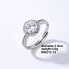 Flat Round Platinum Brass Adjustable Ring with Cubic Zirconia EG7863-11-1