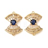 Brass Pave Clear Cubic Zirconia Connector Charms CU-CBA4579-26G-1