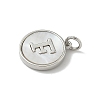 Brass Pave Natural Shell Flat Round with Letter Charms KK-Z115-13P-F-2
