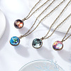 4Pcs 4 Style Luminous Glass Round Planet Pendant Necklaces Set NJEW-FI0001-02-7