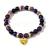Mother's Day Natural Amethyst Round Beads Stretch Bracelets FS-WG258A5-06-1