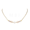 Natural Pearl Rice Beaded Necklaces with 304 Stainless Steel Paperclip Chains NJEW-JN05977-02-2