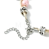 Butterfly Alloy Pink Enamel Charm Bracelets BJEW-JB10729-4