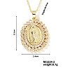 Golden Tone Brass Pave Cubic Zirconia Virgin Mary Pendant Necklaces OP0194-2-1