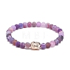 6Pcs 6 Color Natural Weathered Agate(Dyed) Round & Alloy Buddha Head Beaded Stretch Bracelets Set BJEW-JB08986-4