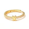 Clear Cubic Zirconia Initial Letter Adjustable Ring RJEW-C052-01G-X-2