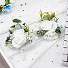 2Pcs 2 Style Silk Cloth Rose Flower Boutonniere Brooch & Wrist Corsage AJEW-CP0001-54-6
