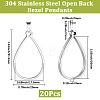 20Pcs 304 Stainless Steel Open Back Bezel Pendants PALLOY-BBC00010-2