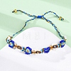 Flower Glass Seed Beaded Braided Bead Bracelets for Women Frineds BJEW-F493-10A-4