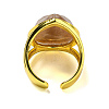 Teardrop Natural Sunstone Open Cuff Rings RJEW-C087-01G-04-3