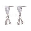 Anti-Tarnish Rhodium Plated 925 Sterling Silver Dangle Stud Earing Settings X-STER-K038-008P-1