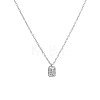 Classic Rectangle 925 Sterling Silver Clear Cubic Zirconia Pendant Cable Chain Necklaces DM1358-2-1