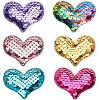 Glitter Sequins Fabric Heart Padded Patches DIY-PH0021-01-1