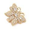 Brass Micro Pave Clear Cubic Zirconia Slide Charms ZIRC-I068-32G-2