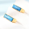 Brass with Synthetic Turquoise Cuff Open Rings for Women GG-CBA0B5A-04G-06-1
