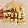 9 Pairs CCB Plastic Textured Stud Earrings FS-WGE96FE-01-1