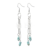 Natural Mixed Stone Flat Round Dangle Earrings EJEW-JE06812-4
