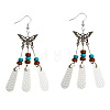Iron & PU Imitation Leather Teardrop with Butterfly Dangle Earrings WG3DA57-01-4