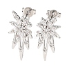 Star Brass Micro Pave Clear Cubic Zirconia Stud Earrings EJEW-D351-08P-2