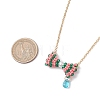 Glass Seed Beaded Bowknot Pendant Necklace NJEW-MZ00091-01-3