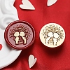 Boy & Girl Golden Tone Round Wax Seal Brass Stamp Heads AJEW-S087-01G-04-1