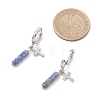 304 Stainless Steel Blue Spot Jasper Column Hoop Earrings EJEW-JE06791-03-4